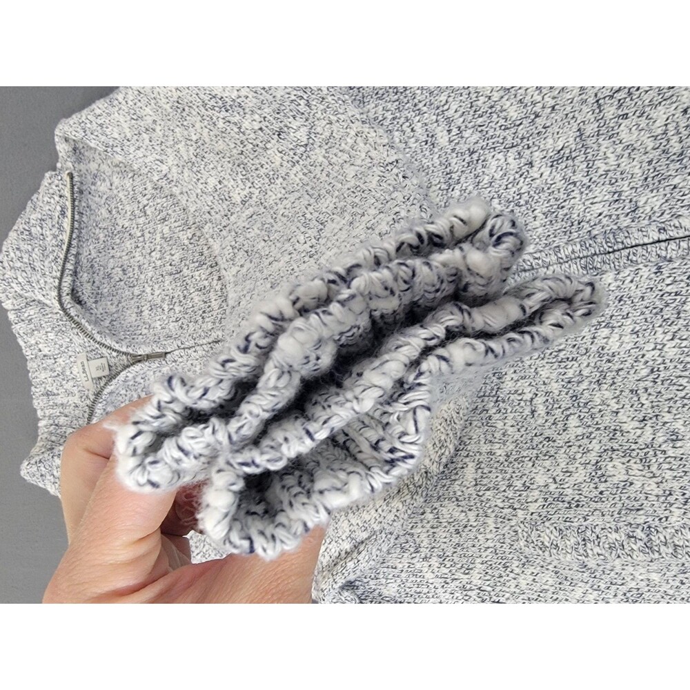 L.L.Bean Sweater Mens XL Gray White Marled Knit Cotton Full Zip Cardigan Pockets - Picture 4 of 11